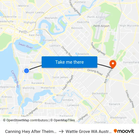 Canning Hwy After Thelma St to Wattle Grove WA Australia map