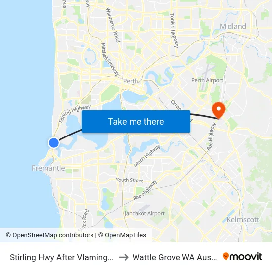 Stirling Hwy After Vlamingh Pde to Wattle Grove WA Australia map