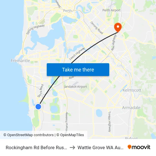 Rockingham Rd Before Russell Rd to Wattle Grove WA Australia map