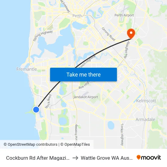 Cockburn Rd After Magazine Ct to Wattle Grove WA Australia map