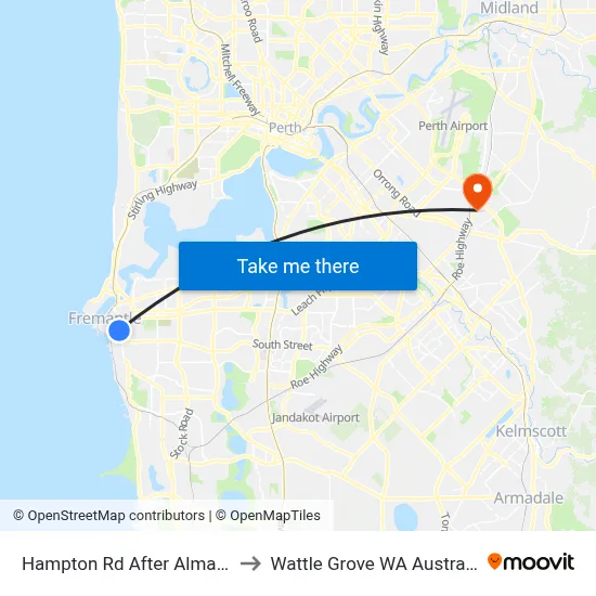 Hampton Rd After Alma St to Wattle Grove WA Australia map