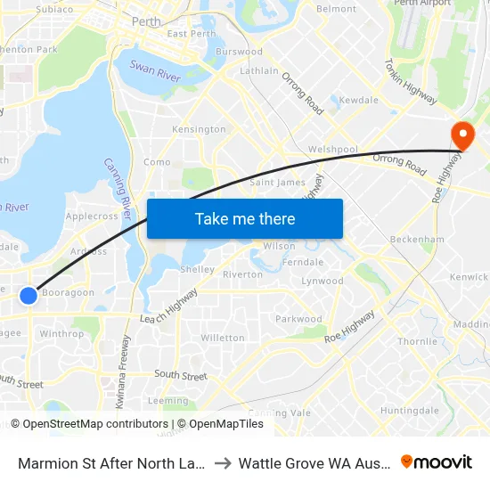 Marmion St After North Lake Rd to Wattle Grove WA Australia map