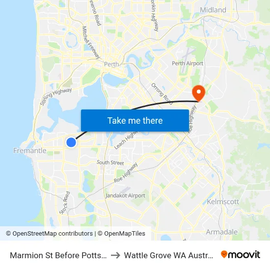 Marmion St Before Potts St to Wattle Grove WA Australia map