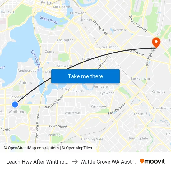 Leach Hwy After Winthrop Dr to Wattle Grove WA Australia map