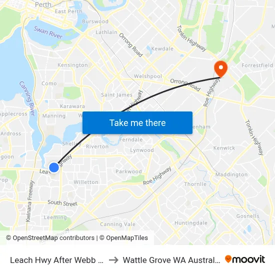 Leach Hwy After Webb St to Wattle Grove WA Australia map