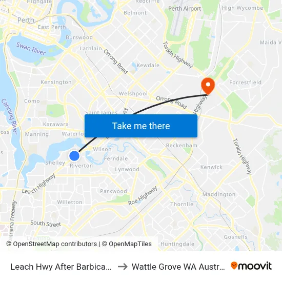 Leach Hwy After Barbican St to Wattle Grove WA Australia map