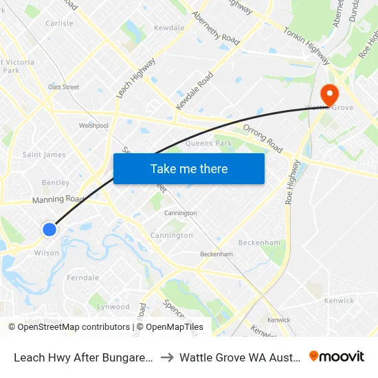 Leach Hwy After Bungaree Rd to Wattle Grove WA Australia map