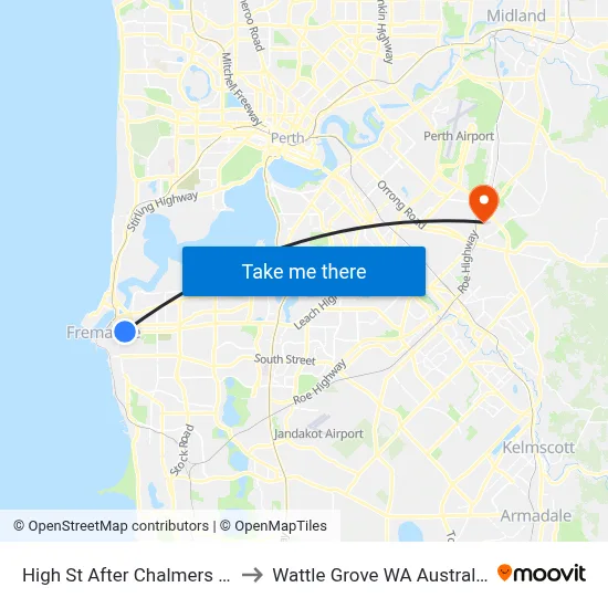 High St After Chalmers St to Wattle Grove WA Australia map