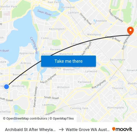 Archibald St After Wheyland St to Wattle Grove WA Australia map