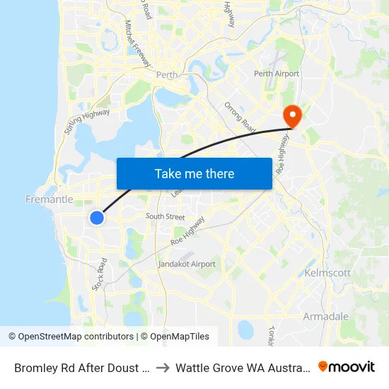 Bromley Rd After Doust St to Wattle Grove WA Australia map