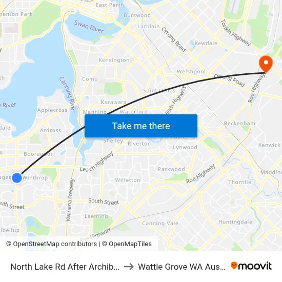North Lake Rd After Archibald St to Wattle Grove WA Australia map