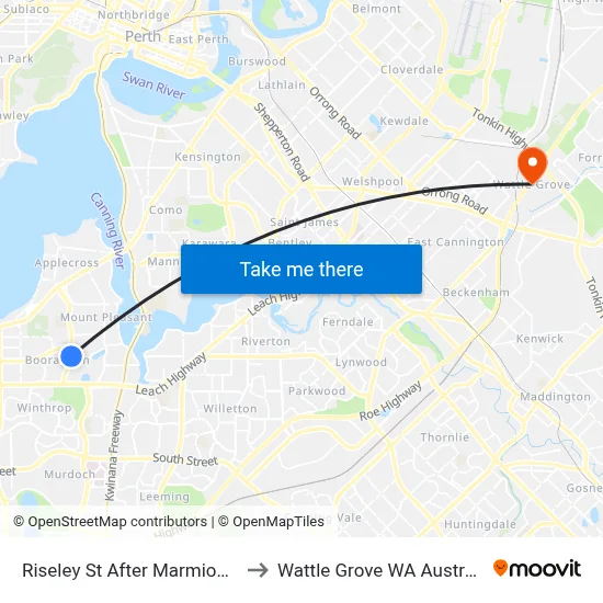 Riseley St After Marmion St to Wattle Grove WA Australia map