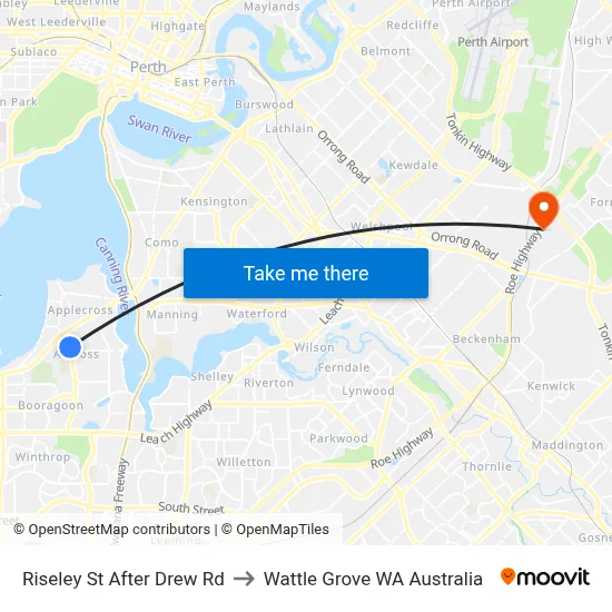 Riseley St After Drew Rd to Wattle Grove WA Australia map