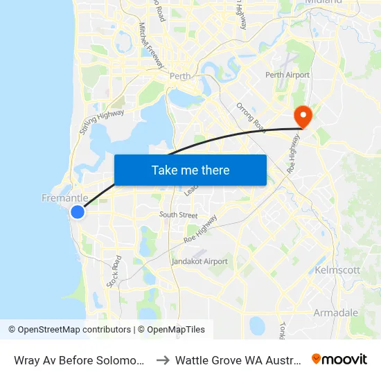 Wray Av Before Solomon St to Wattle Grove WA Australia map
