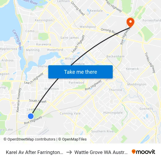 Karel Av After Farrington Rd to Wattle Grove WA Australia map