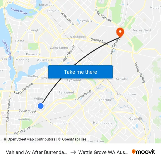 Vahland Av After Burrendah Bvd to Wattle Grove WA Australia map