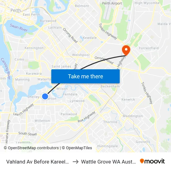 Vahland Av Before Kareela Rd to Wattle Grove WA Australia map