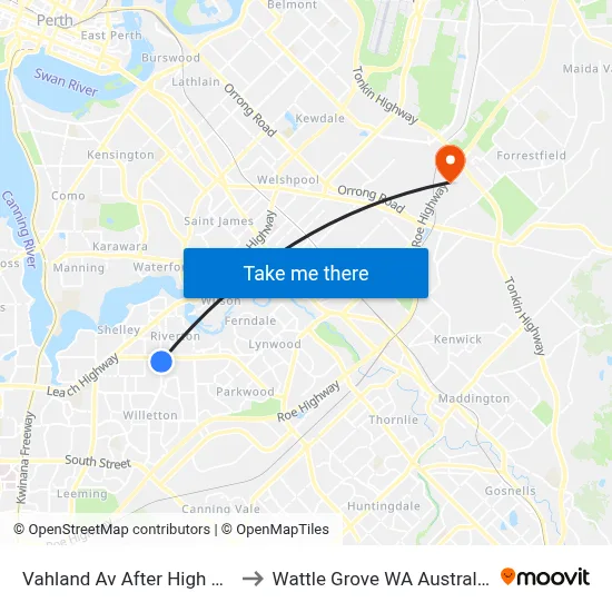 Vahland Av After High Rd to Wattle Grove WA Australia map