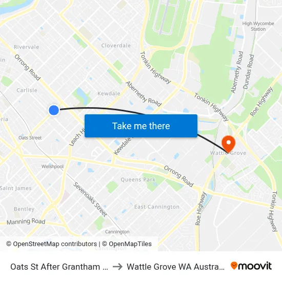 Oats St After Grantham Pl to Wattle Grove WA Australia map