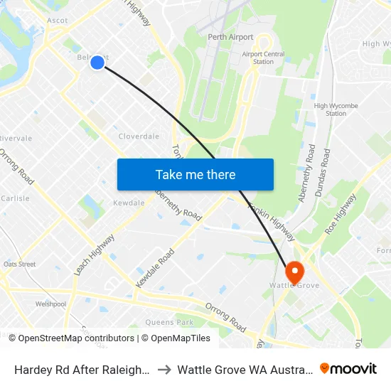 Hardey Rd After Raleigh St to Wattle Grove WA Australia map