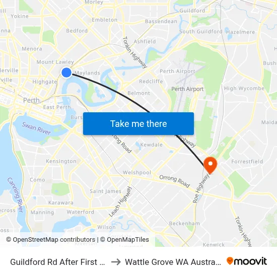 Guildford Rd After First Av to Wattle Grove WA Australia map