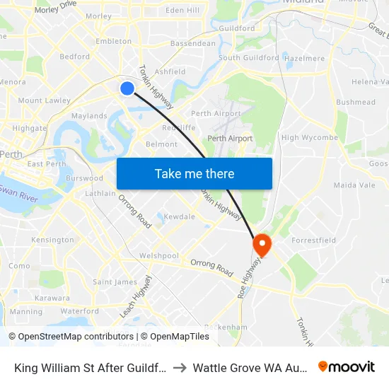 King William St After Guildford Rd to Wattle Grove WA Australia map