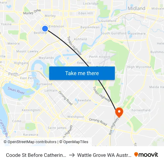 Coode St Before Catherine St to Wattle Grove WA Australia map