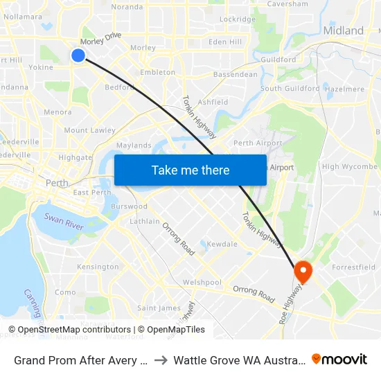 Grand Prom After Avery Av to Wattle Grove WA Australia map