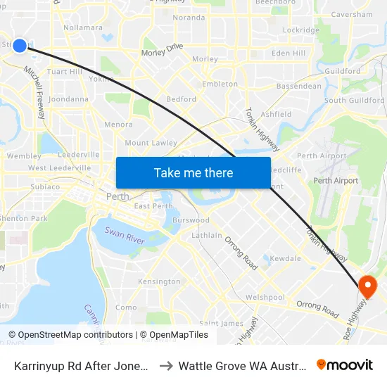 Karrinyup Rd After Jones St to Wattle Grove WA Australia map