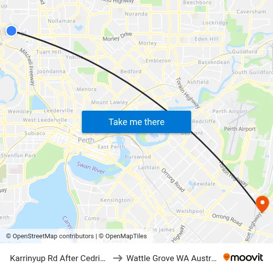 Karrinyup Rd After Cedric St to Wattle Grove WA Australia map