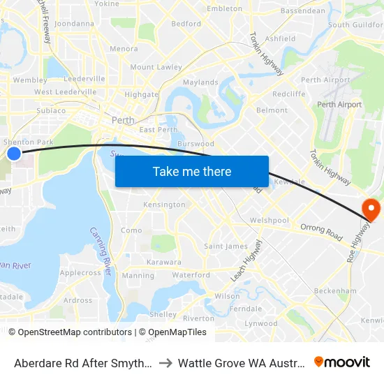 Aberdare Rd After Smyth Rd to Wattle Grove WA Australia map