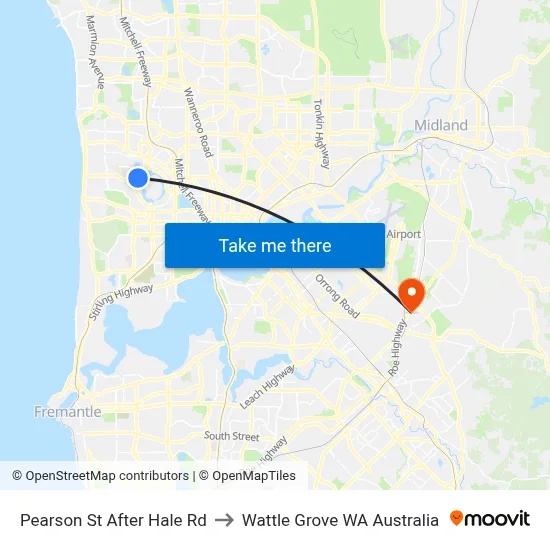 Pearson St After Hale Rd to Wattle Grove WA Australia map