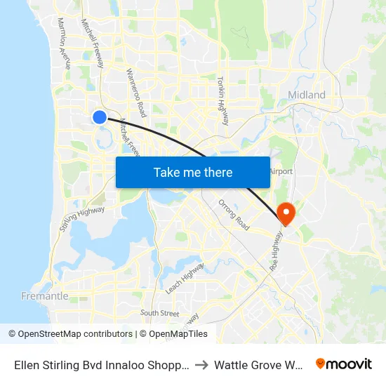 Ellen Stirling Bvd Innaloo Shopping Ctr Cat Id 35 to Wattle Grove WA Australia map
