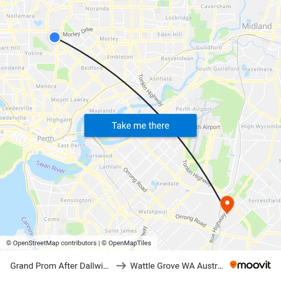 Grand Prom After Dallwin St to Wattle Grove WA Australia map