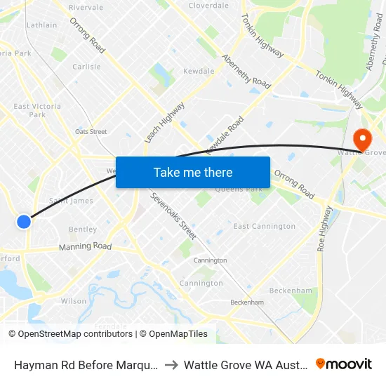 Hayman Rd Before Marquis St to Wattle Grove WA Australia map