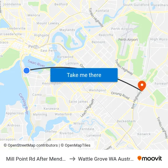 Mill Point Rd After Mends St to Wattle Grove WA Australia map