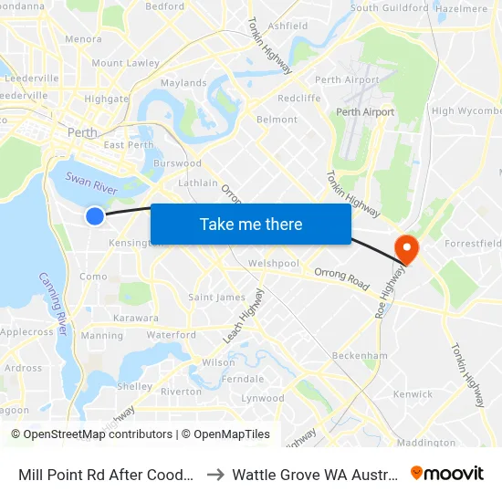 Mill Point Rd After Coode St to Wattle Grove WA Australia map