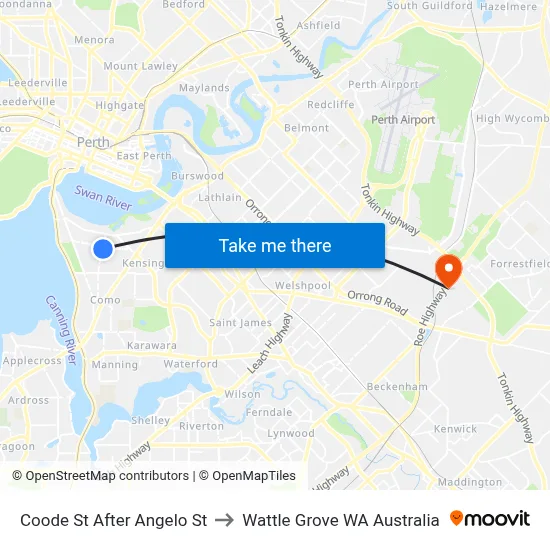 Coode St After Angelo St to Wattle Grove WA Australia map