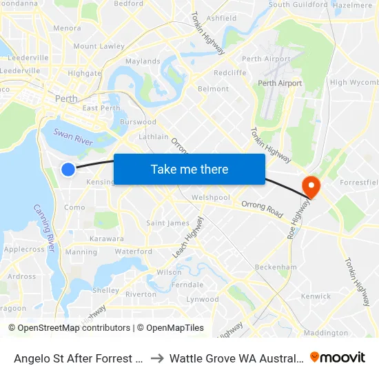 Angelo St After Forrest St to Wattle Grove WA Australia map