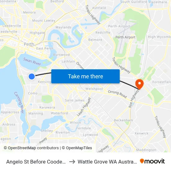 Angelo St Before Coode St to Wattle Grove WA Australia map