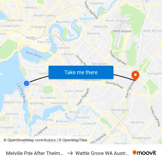 Melville Pde After Thelma St to Wattle Grove WA Australia map