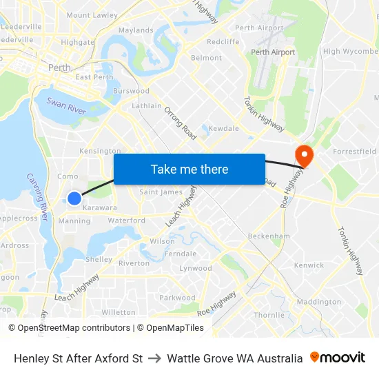 Henley St After Axford St to Wattle Grove WA Australia map