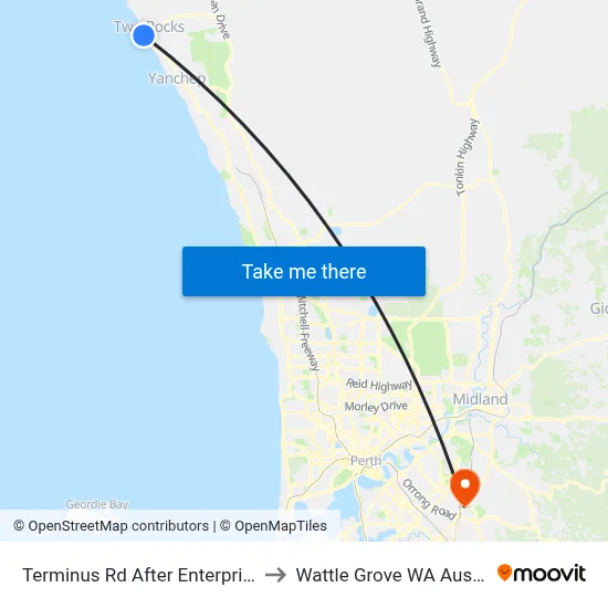 Terminus Rd After Enterprise Av to Wattle Grove WA Australia map