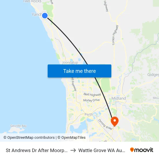 St Andrews Dr After Moorpark Av to Wattle Grove WA Australia map
