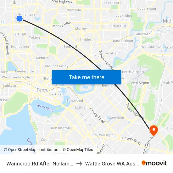 Wanneroo Rd After Nollamara Av to Wattle Grove WA Australia map