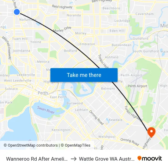 Wanneroo Rd After Amelia St to Wattle Grove WA Australia map