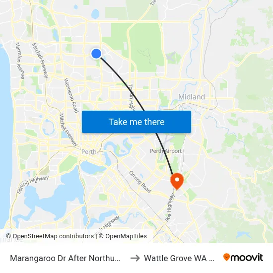 Marangaroo Dr After Northumberland Av to Wattle Grove WA Australia map