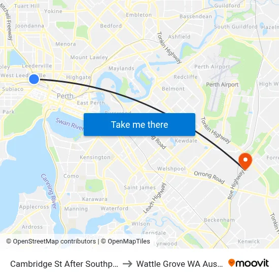 Cambridge St After Southport St to Wattle Grove WA Australia map