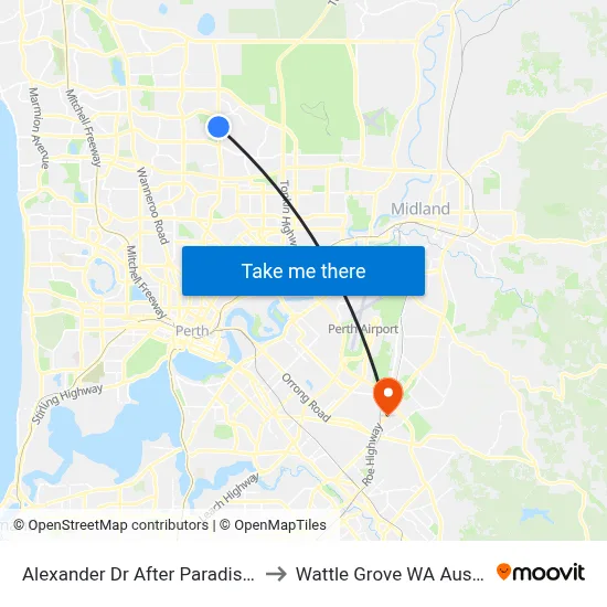 Alexander Dr After Paradise Qys to Wattle Grove WA Australia map