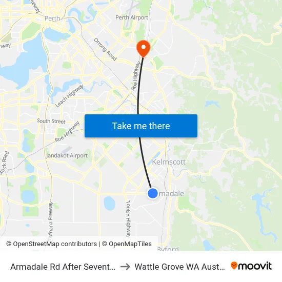 Armadale Rd After Seventh Rd to Wattle Grove WA Australia map